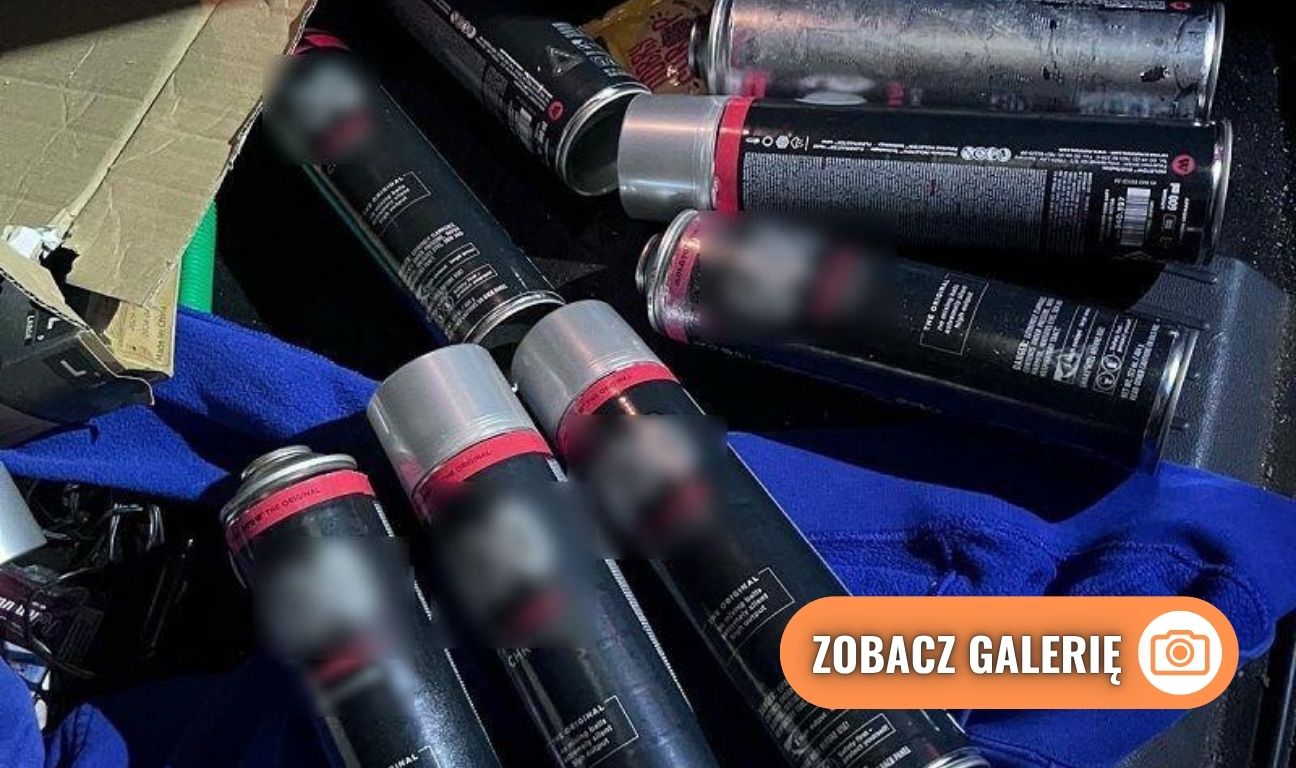 kontrola pseudokibiców, którzy chcieli wykonać nielegalne graffiti w Pelplinie